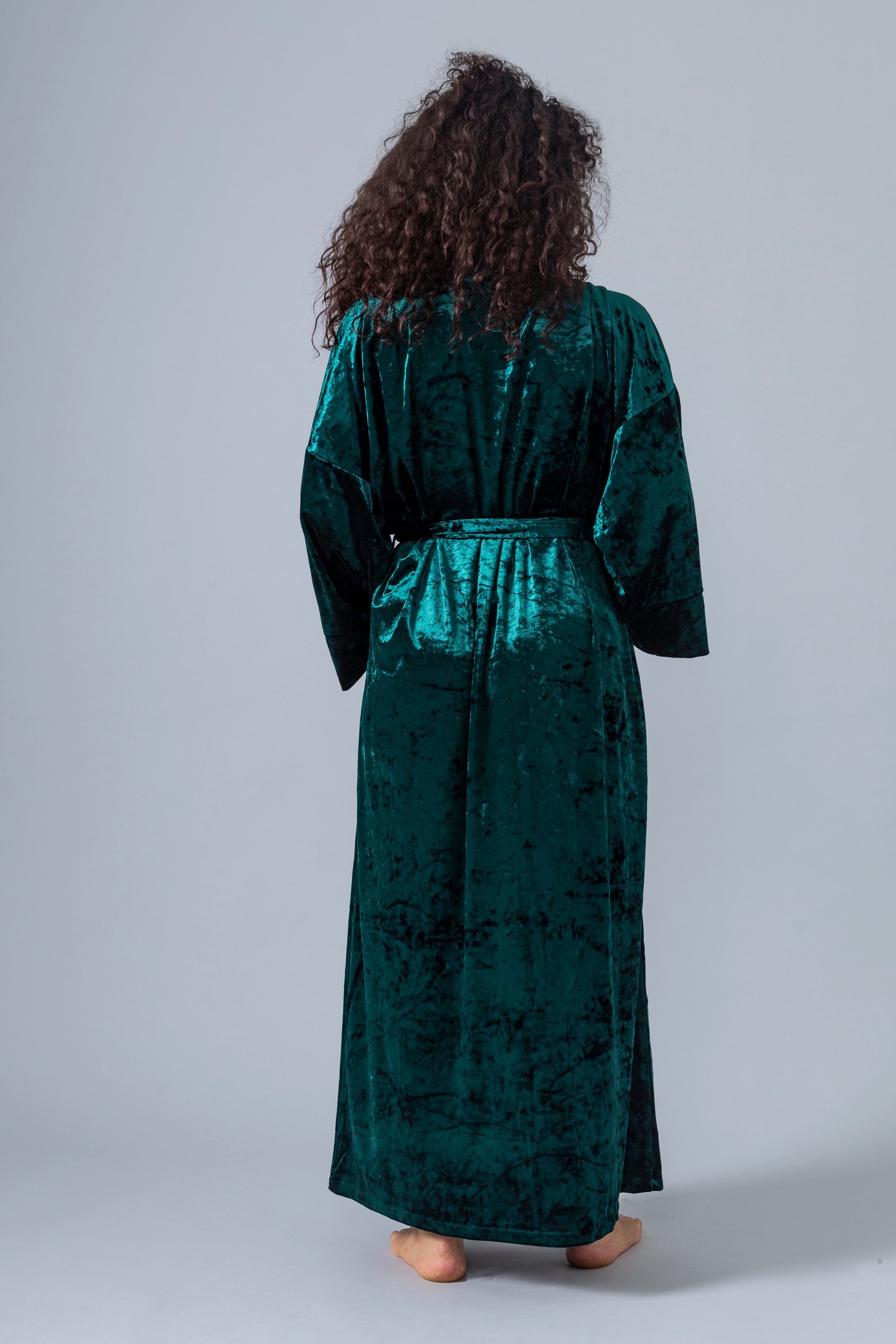 Velvet Kimono Bathrobe - Emerald - Gaudy & Prim