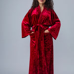 Velvet Kimono Bathrobe - Ruby - Gaudy & Prim