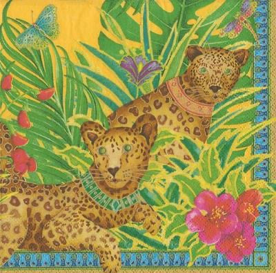 Serviettes - Leopards Yellow - Gaudy & Prim