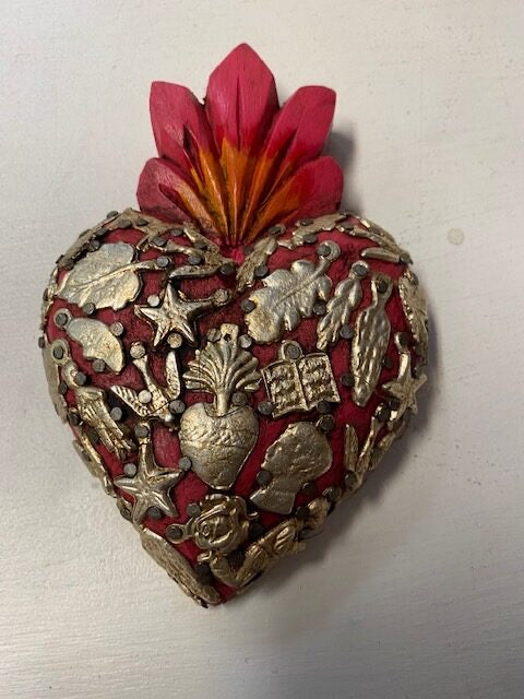 Mexican Heart with Miracle Milagros - Gaudy & Prim