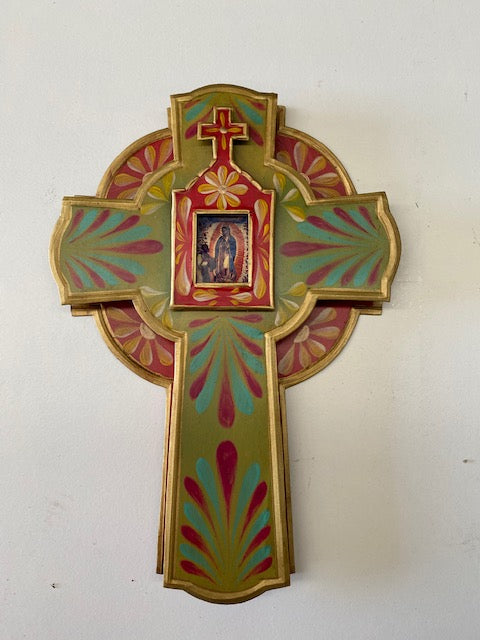 Mexican Cross with Virgin of Guadalupe Detail - Gaudy & Prim