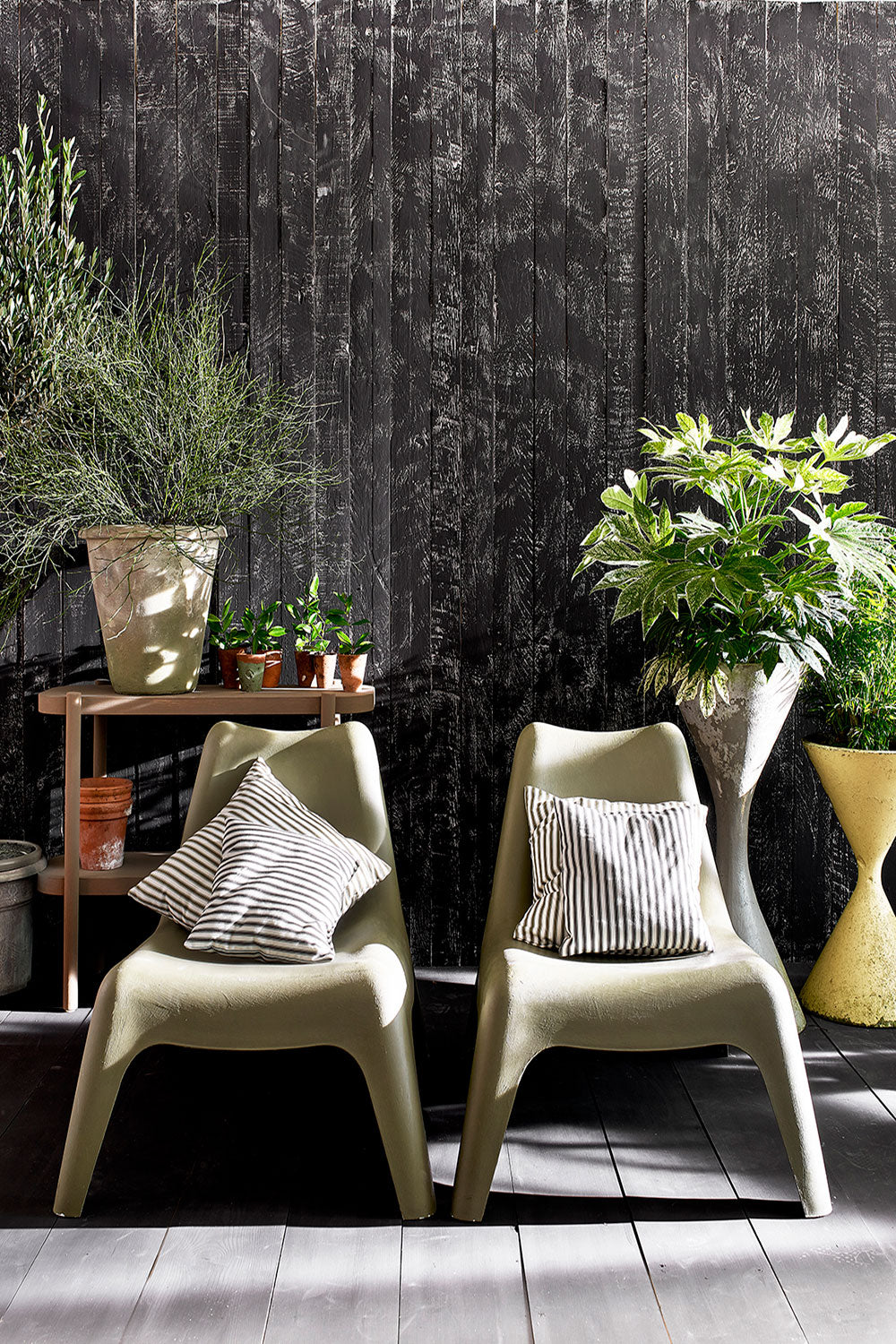 Ikea Garden Chairs In Olive & Athenian Black Chalk Paint® Fence