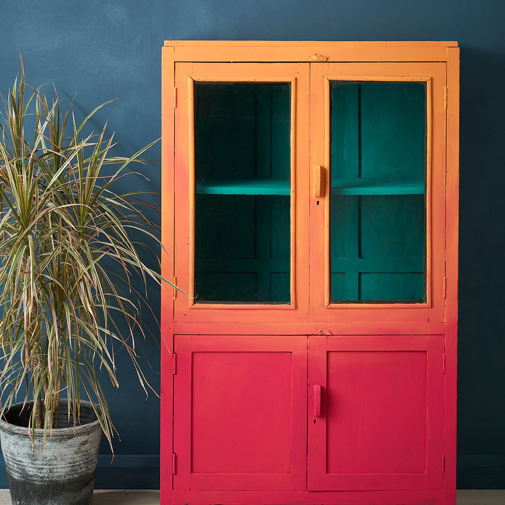 Capri Pink And Barcelona Orange Chalk Paint® Ombre Cabinet
