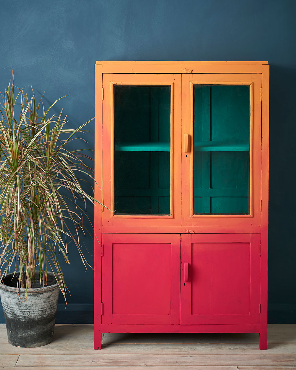 Capri Pink And Barcelona Orange Chalk Paint® Ombre Cabinet