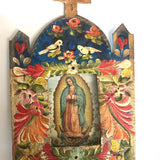 Mexican Large Nicho with Mary of Guadalupe and Cross