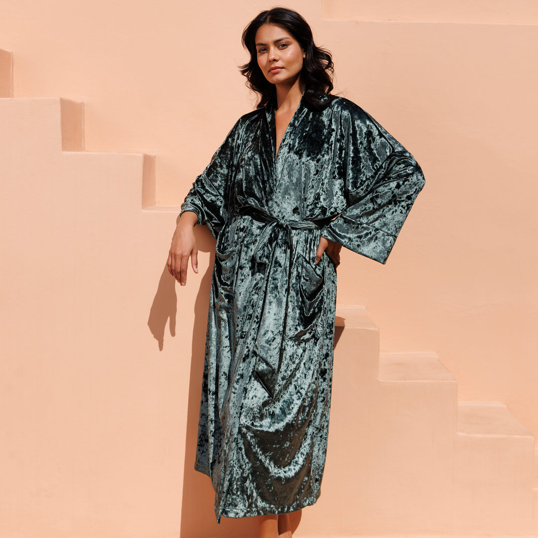 VELVET ROBE- Jade