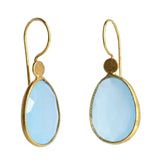 Euro Gold Gemstone Drop Earrings - London Blue Topaz