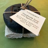 Activated charcoal olive oil soap with agave cloth