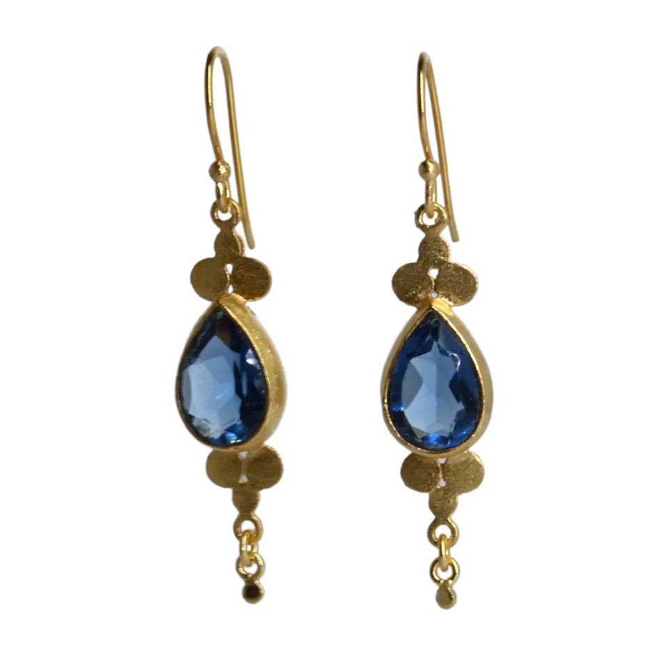 Euro Gold Earrings Drop Gemstones