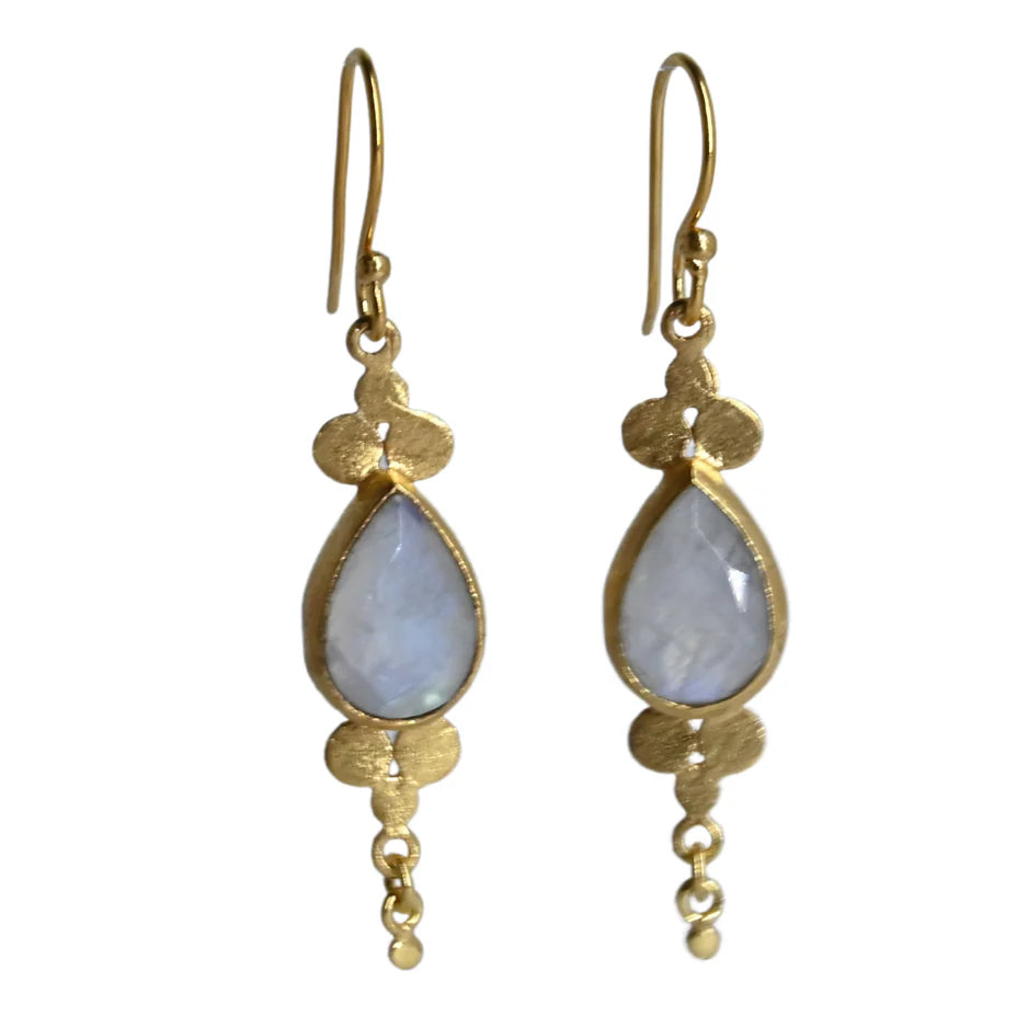 Euro Gold Earrings Drop Gemstones