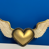 Tin Gold Heart with Wings