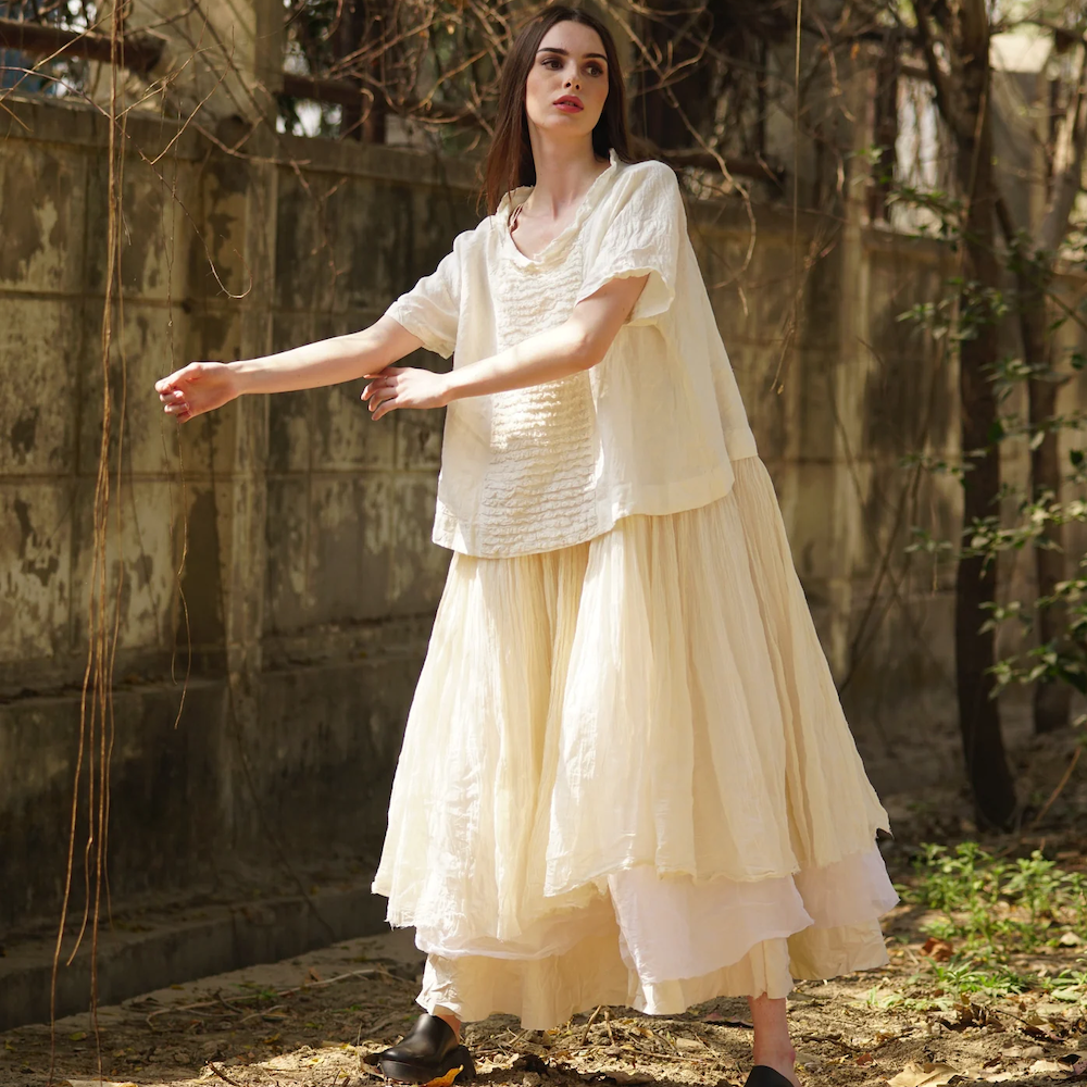 Amelie Tutu Slip Dress Long Warm White - Gaudy & Prim