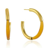 Gold Chunky Hoop Earrings Citrine