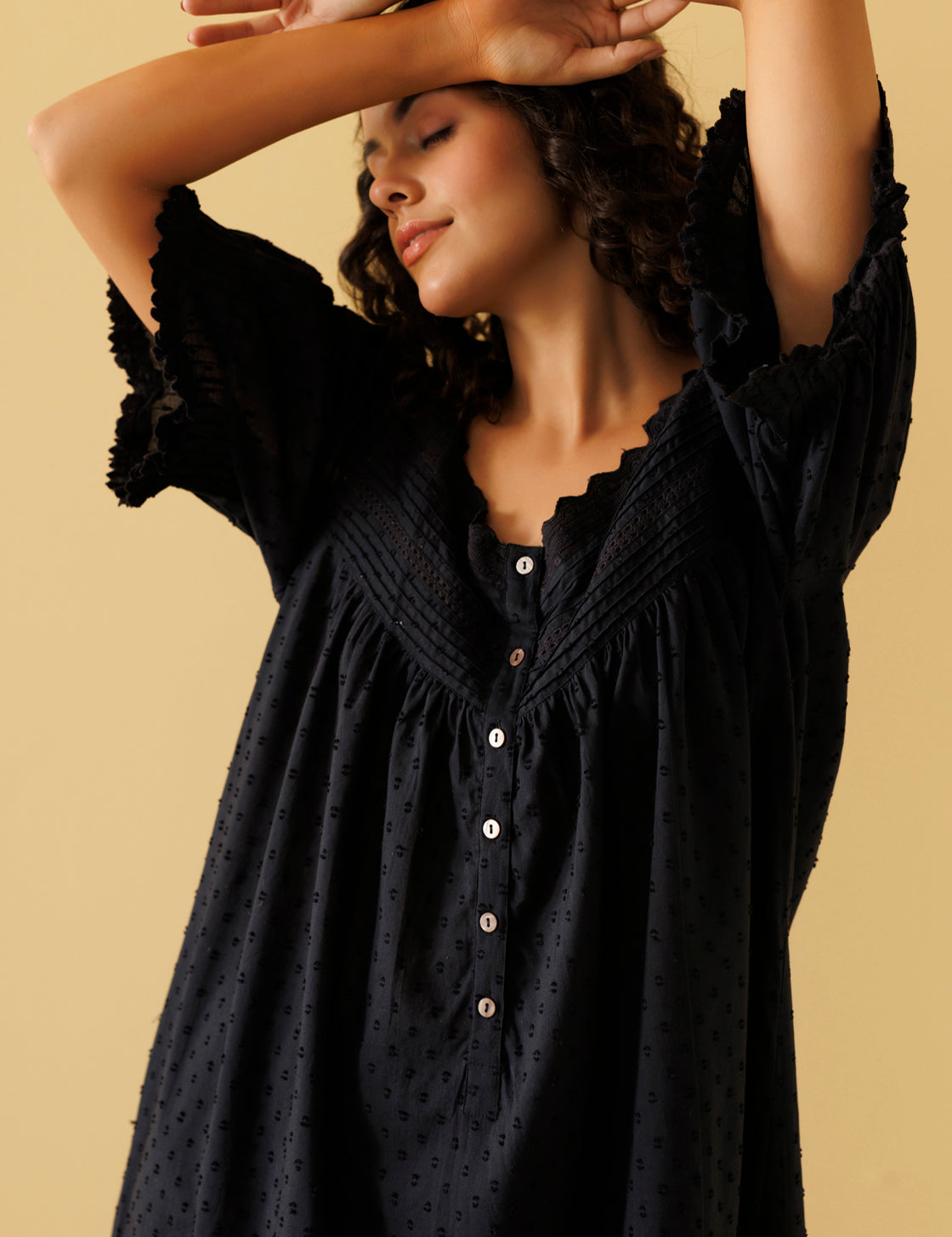 Peony Organic Cotton Nightie Ebony