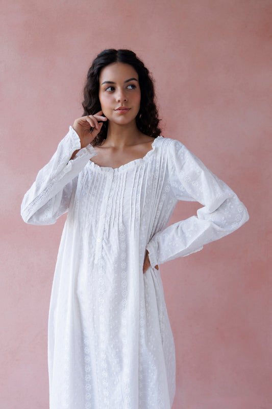 Magnolia Embroidered Organic Cotton Nightie