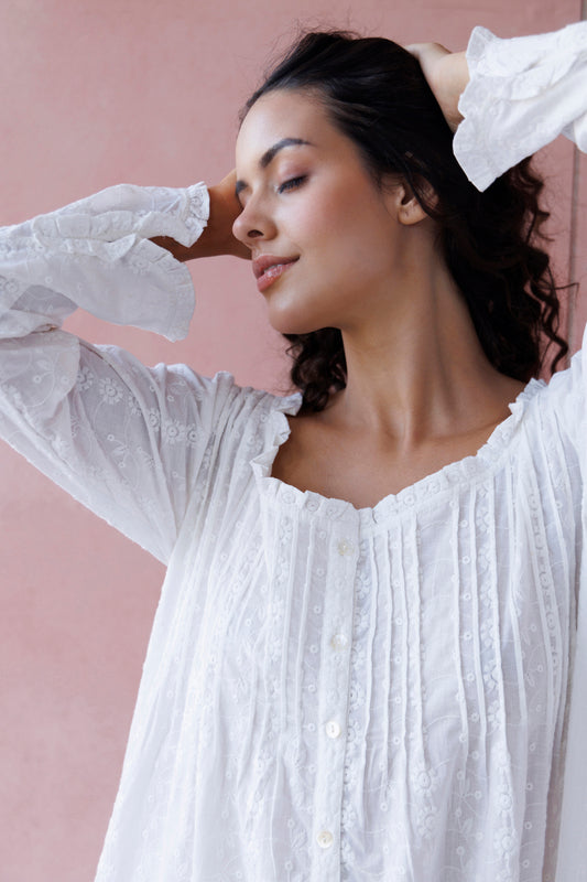 Magnolia Embroidered Organic Cotton Nightie