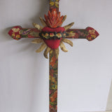 Mexican Wooden Cross with Heart Extra Large