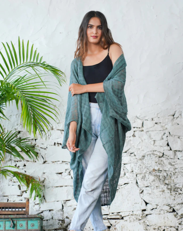 Radha Rani Hemp Cotton Kimono - Sea Green - Gaudy & Prim
