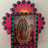 Mexican Small Tin Nicho with Virgin of Guadalupe