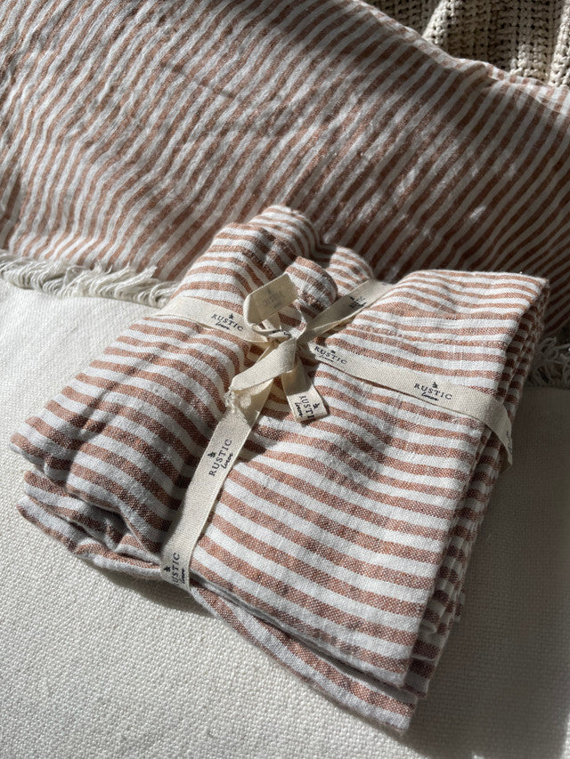 Rust Stripe Linen Pillowcase - Set of 2 - Gaudy & Prim