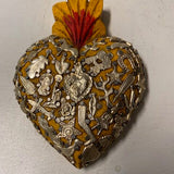 Mexican Large Yellow Heart with Milagros