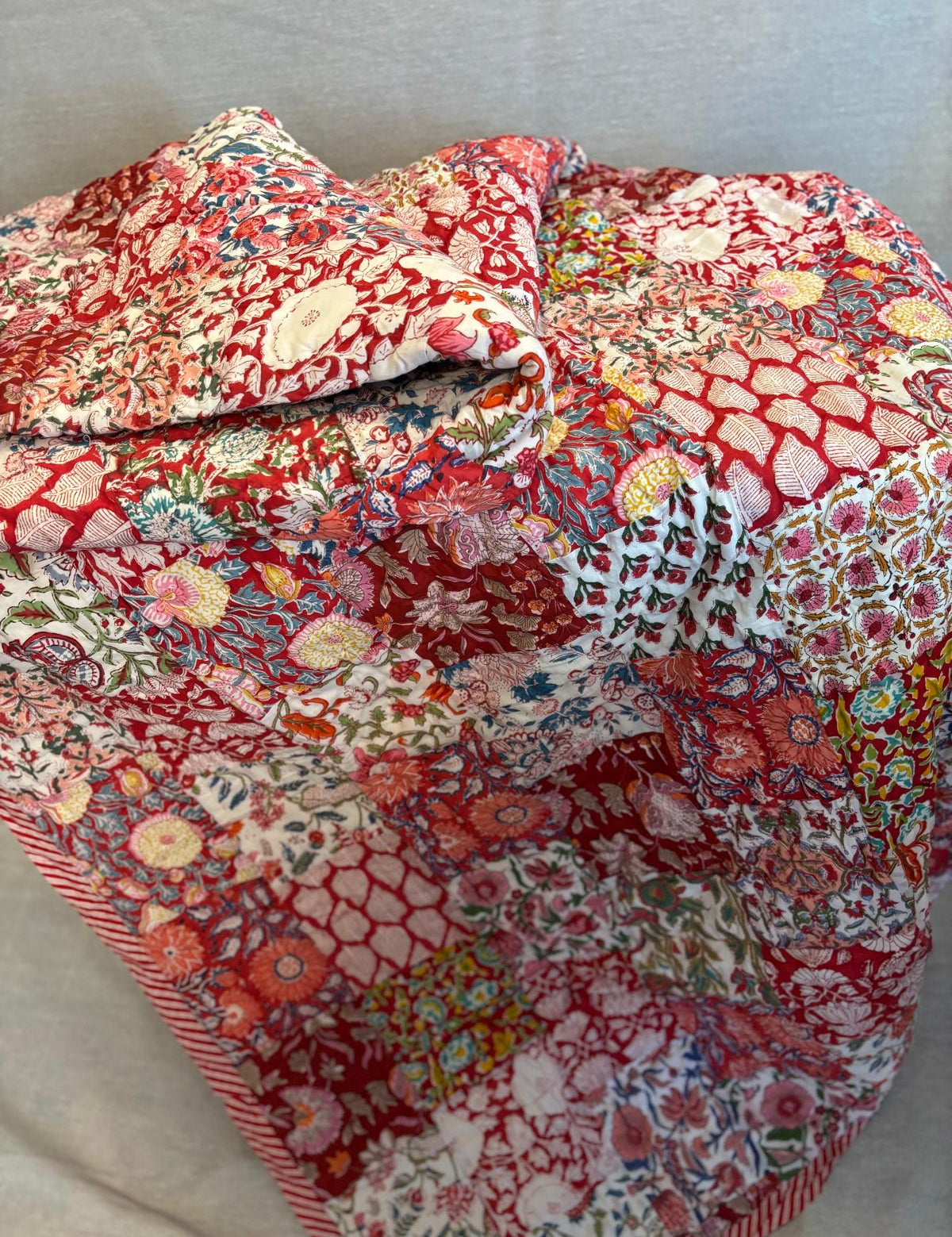 Gaudy & Prim Cotton Red Patchwork Quilt