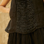 Lidia Top Linen & Lace - Black - Gaudy & Prim