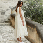 Athena Dress Long Cotton Silk Blend - Cream - Gaudy & Prim