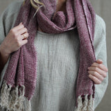 Petra Fringed Scarf Burgundy Linen