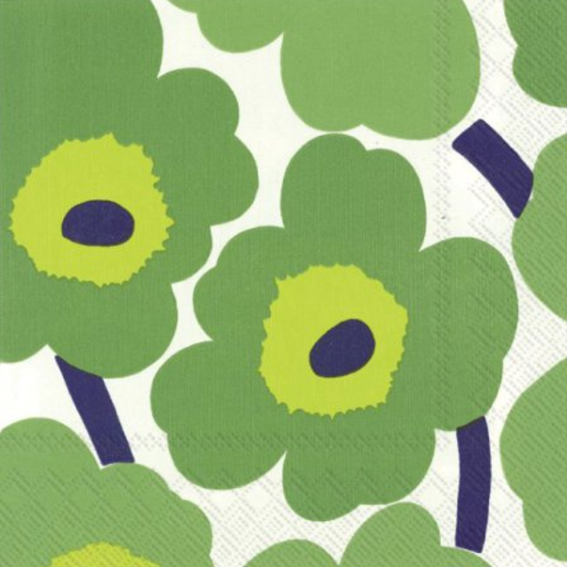 Marimekko Unikko Paper Napkins- Green - Gaudy & Prim