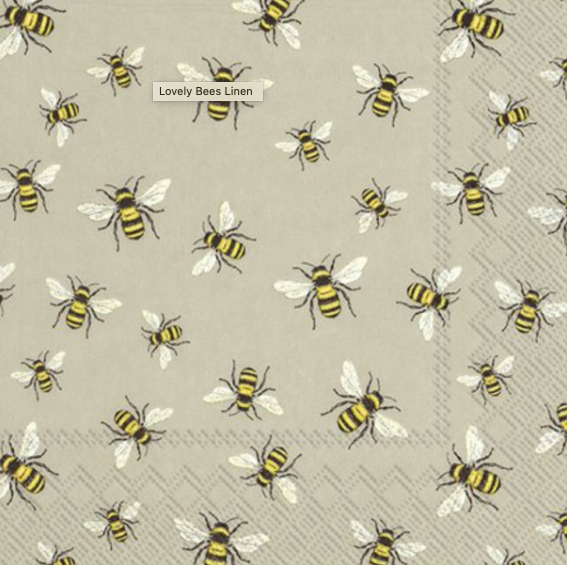 Ideal Home Range Paper Napkins- Lovely Bees Linen - Gaudy & Prim