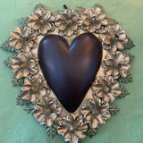 Mexican Dark Heart with Bordering Gold Tin Roses