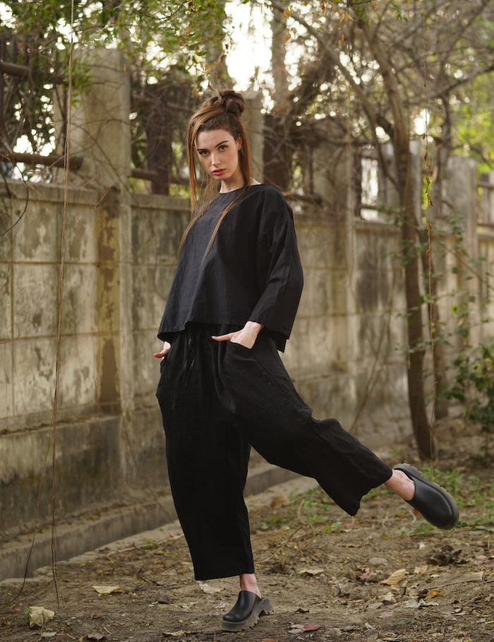 Remy Pants Black - Cotton Twill - Gaudy & Prim