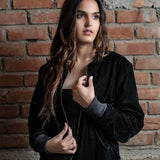 Radha Rani Bomber Jacket Velvet - Black - Gaudy & Prim
