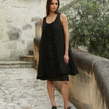 Lidia Dress Linen & Lace - Black