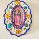 Mexican Tin Oval Frame with Virgin Mary - Gaudy & Prim