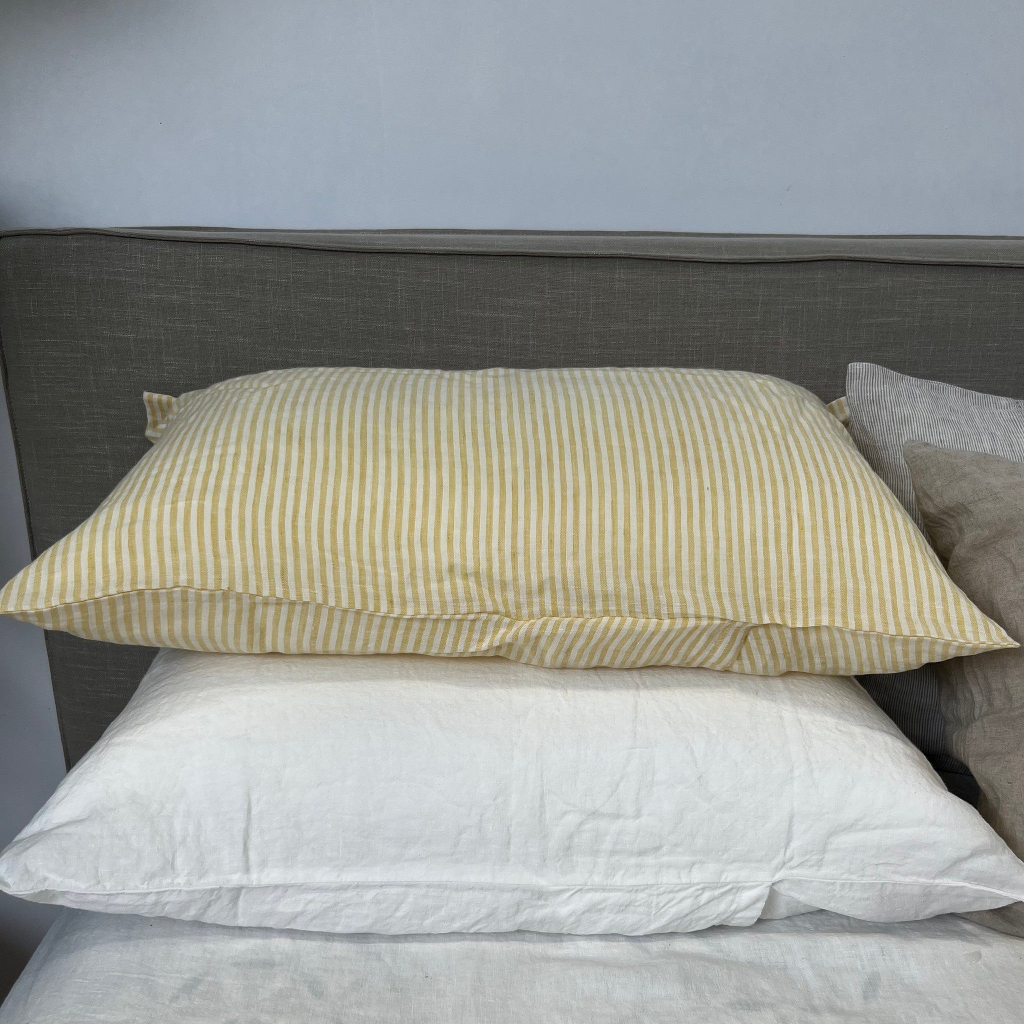 Noemi Yellow Stripe Linen Pillowcase Set of 2 - Gaudy & Prim