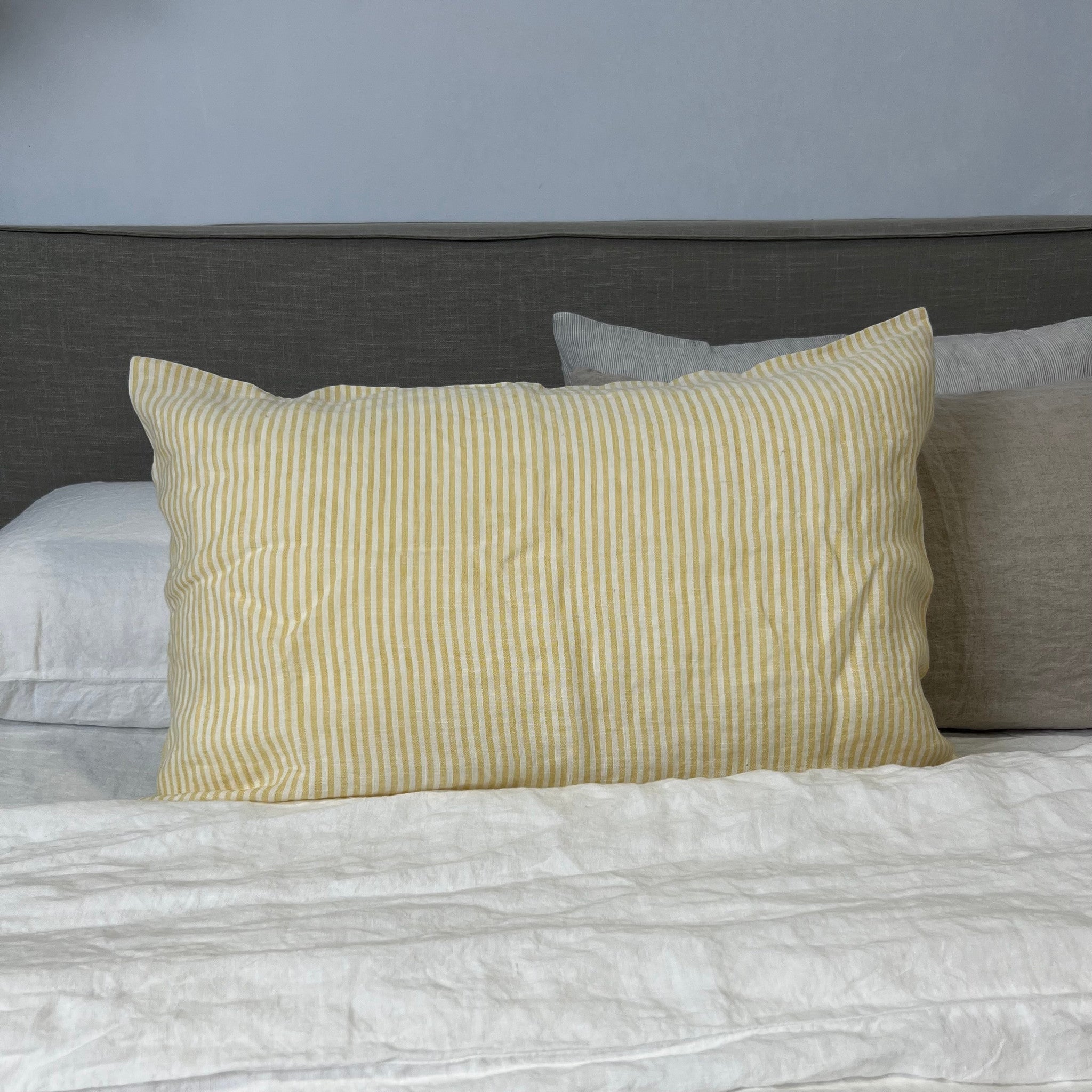 Noemi Yellow Stripe Linen Pillowcase Set of 2 - Gaudy & Prim