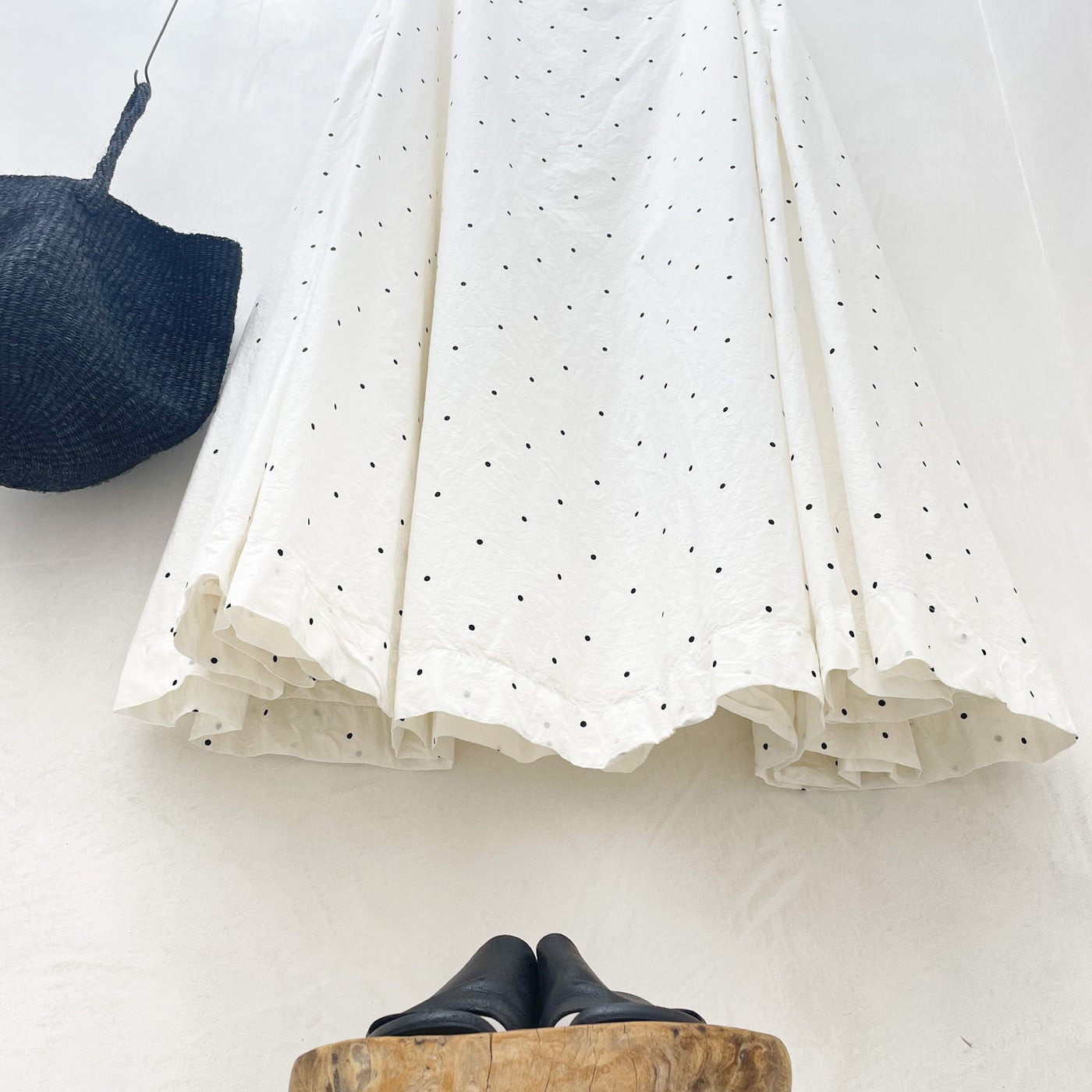 Zahra Paper Cotton Dress - Cream and Black Polka Dot - Gaudy & Prim