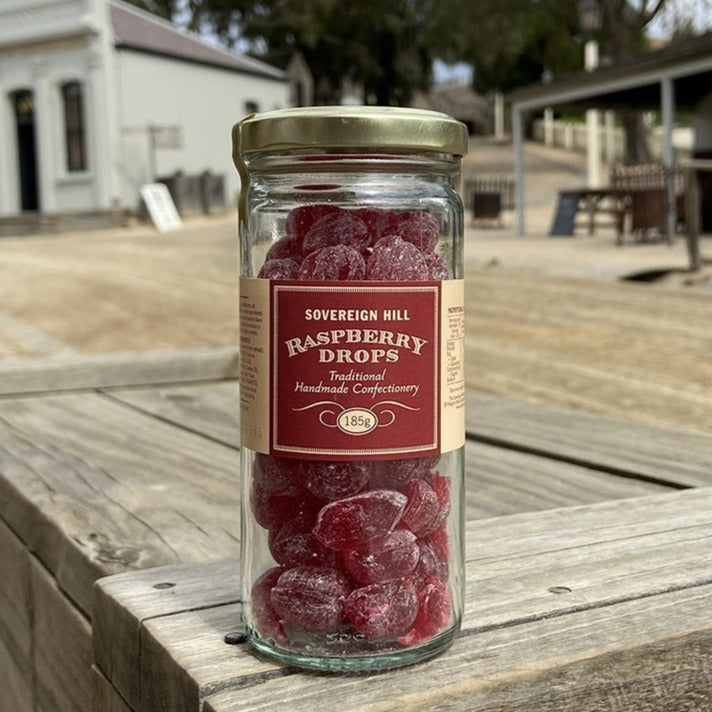Sovereign Hill Raspberry Drops 185g - Gaudy & Prim