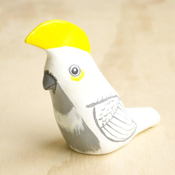 Sulphur Crested Cockatoo - Paperweight Whistle Songbird - Gaudy & Prim