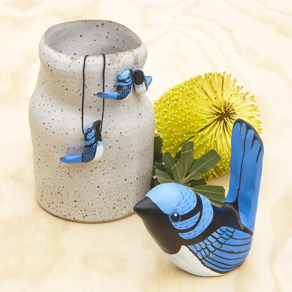 Superb Fairy Wren Paperweight - Whistle - Songbird - Gaudy & Prim