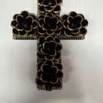 Mexican Tin Cross With Tin Roses - Gaudy & Prim