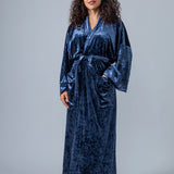 Velvet Kimono Bathrobe - Navy - Gaudy & Prim
