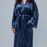 Velvet Kimono Bathrobe - Navy - Gaudy & Prim