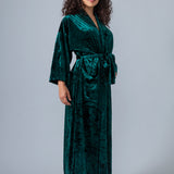 Velvet Kimono Bathrobe - Emerald - Gaudy & Prim