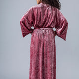 Velvet Kimono Bathrobe - Pink - Gaudy & Prim