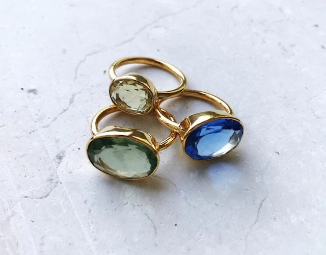 Oval Chunky Ring - Emerald - Gaudy & Prim