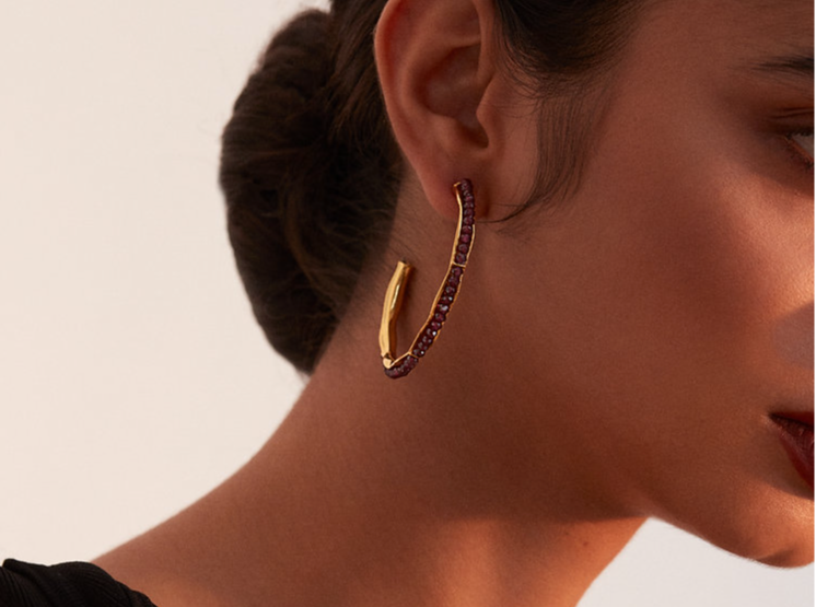 Hermania Hoop Earrings - Wine - Gaudy & Prim