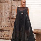 Zahra Cotton Organdy Dress - Black - Gaudy & Prim